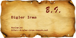 Bigler Irma névjegykártya