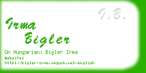 irma bigler business card